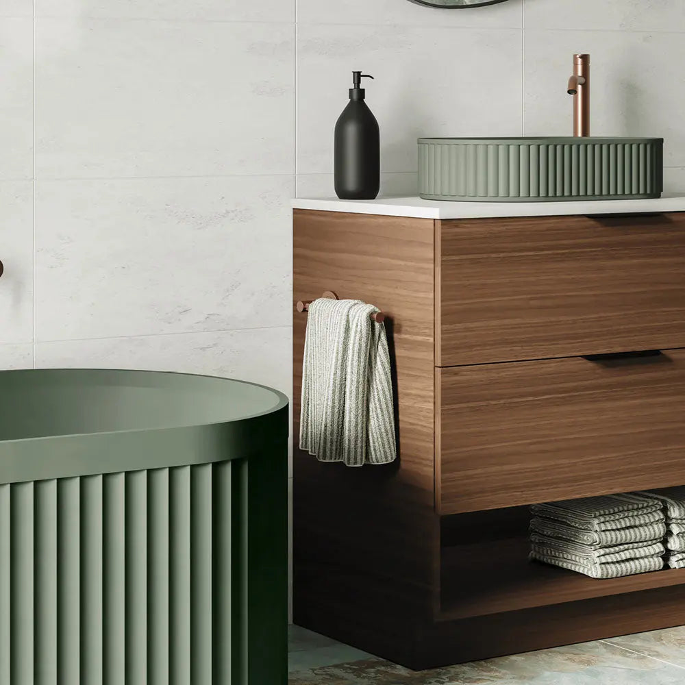 Kaya Hand Towel Rail / Toilet Roll Holder, Brushed Copper fienza