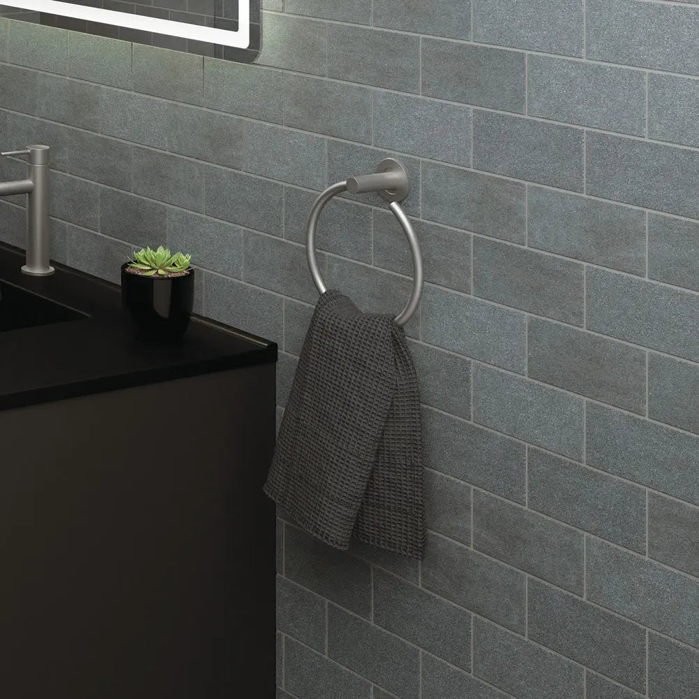 Kaya Hand Towel Rail / Toilet Roll Holder, Gun Metal fienza