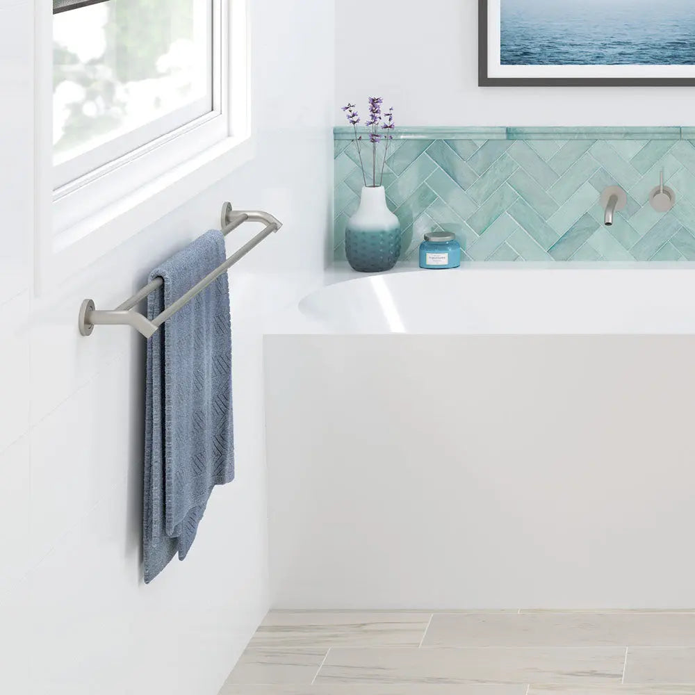 Kaya Double Towel Rail, 900mm, Brushed Nickel fienza