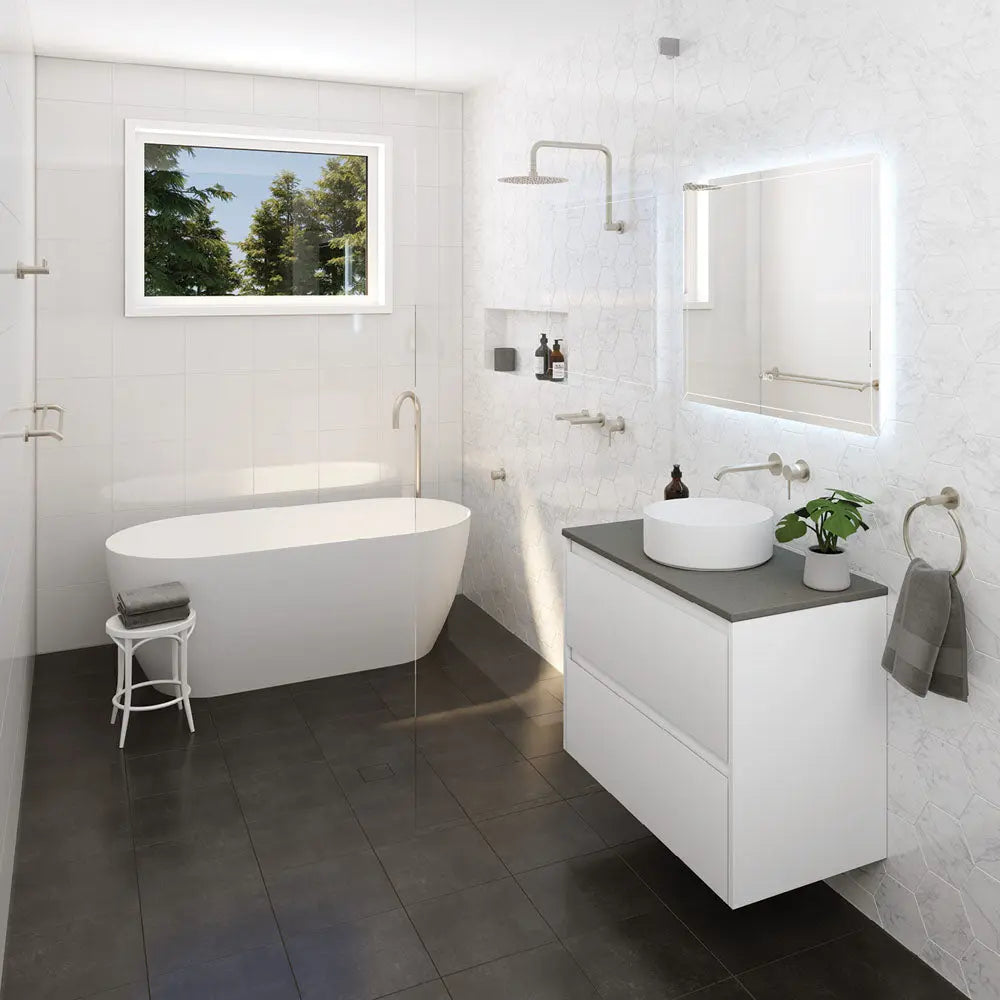 Kaya Double Towel Rail, 900mm, Brushed Nickel fienza