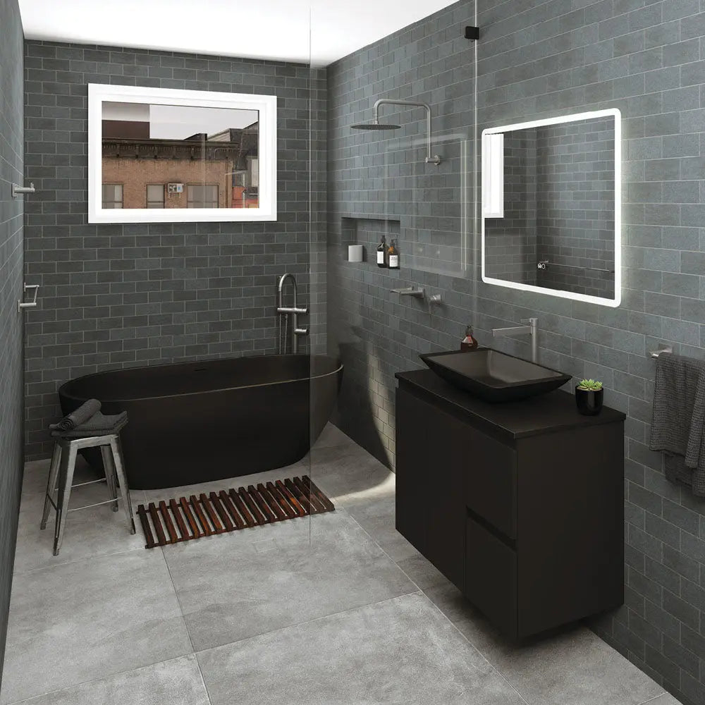 Sansa Single Towel Rail, 900mm, Matte Black fienza