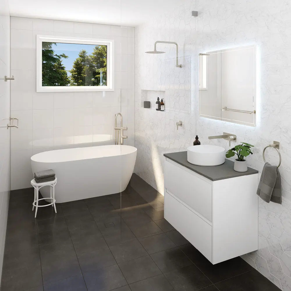 Sansa Double Towel Rail, 900mm, Brushed Nickel fienza