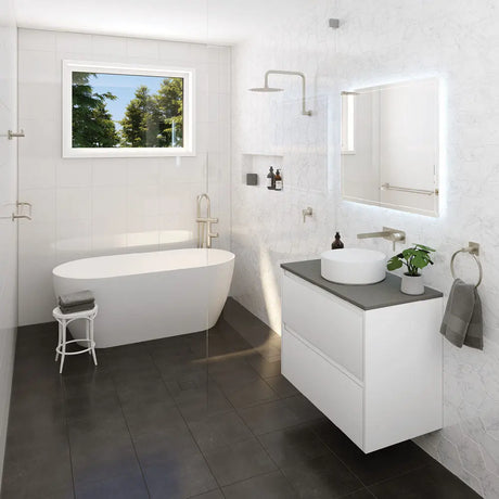 Sansa Double Towel Rail, 900mm, Brushed Nickel fienza