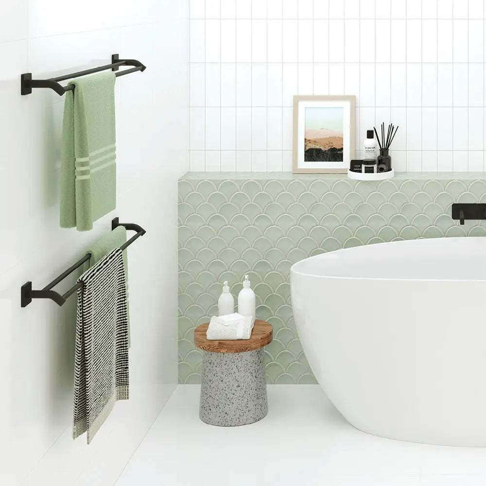 Sansa Double Towel Rail, 900mm, Matte Black fienza
