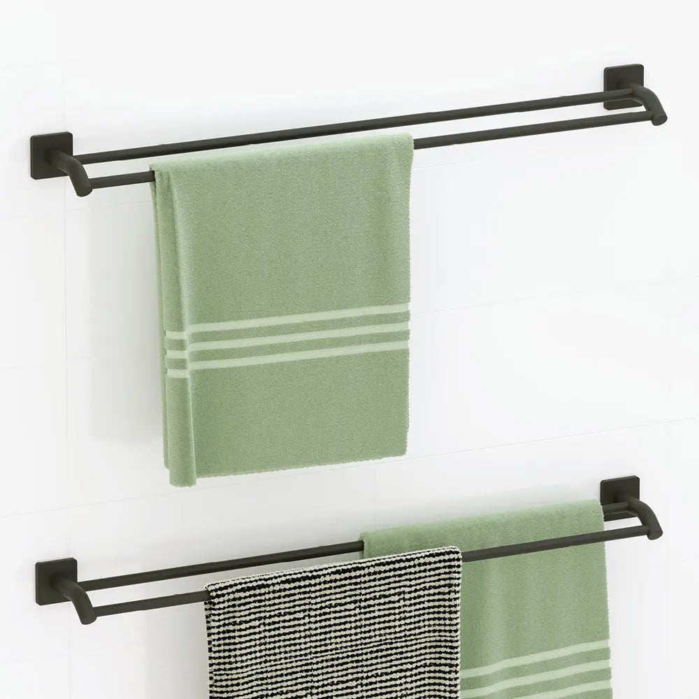 Sansa Double Towel Rail, 900mm, Matte Black fienza