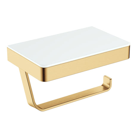 Tono Toilet Roll Holder with Glass Shelf, Urban Brass fienza