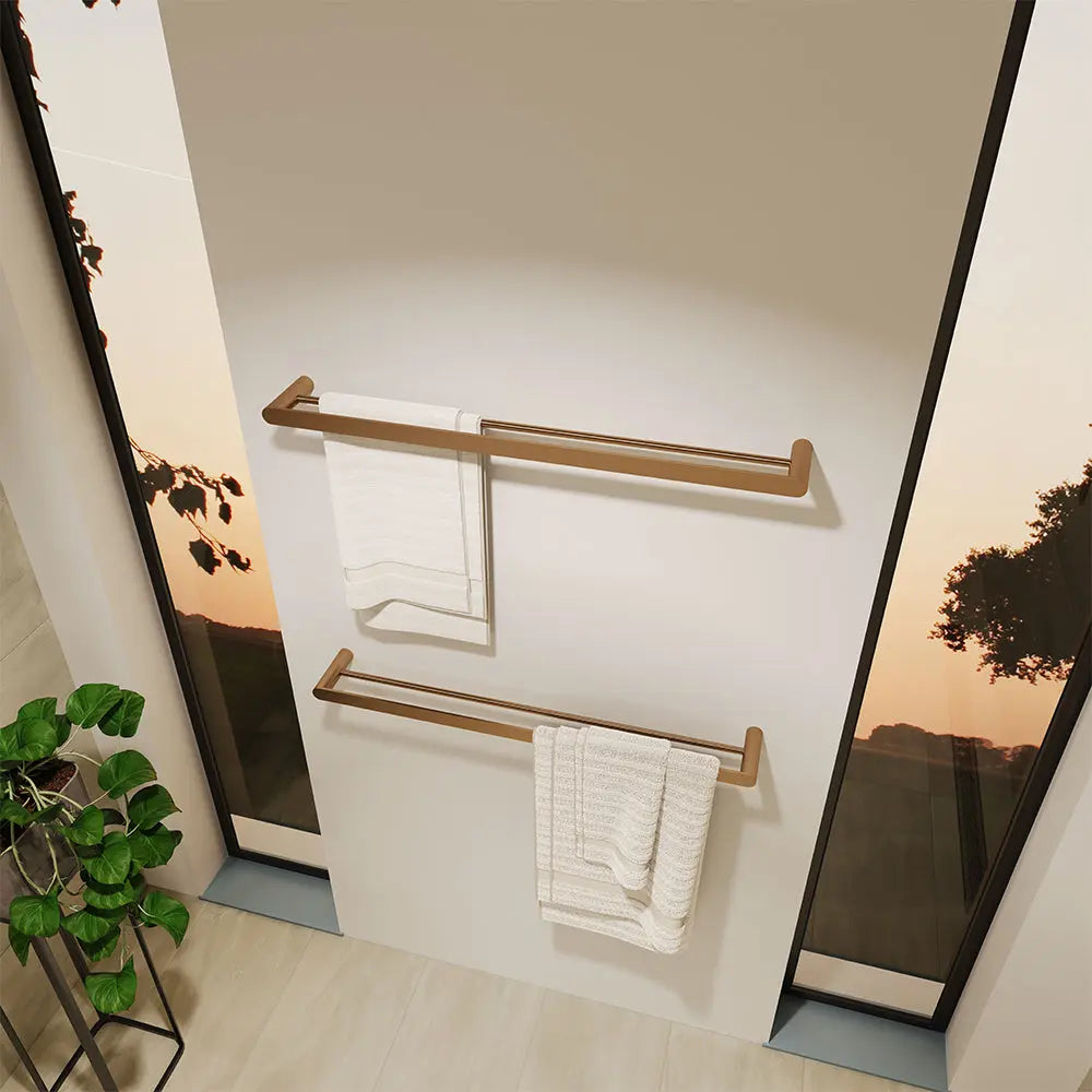 Empire Slim Double Towel Rail, 800mm, Brushed Copper fienza