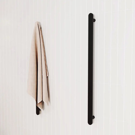 Empire Slim Vertical Heated Towel Rail, 60 x 900mm, Matte Black fienza