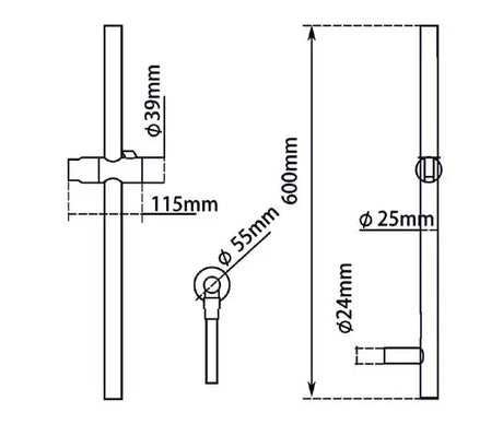 Chrome Shower Rail Aquaperla