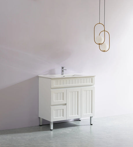 ACACIA SHAKER Matte White PVC Floor Vanity 900 Poseidon