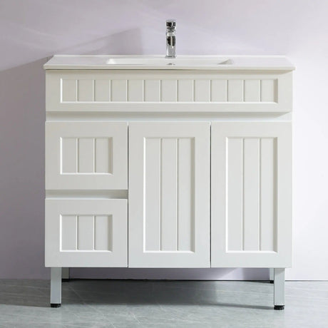 ACACIA SHAKER Matte White PVC Floor Vanity 900 Poseidon