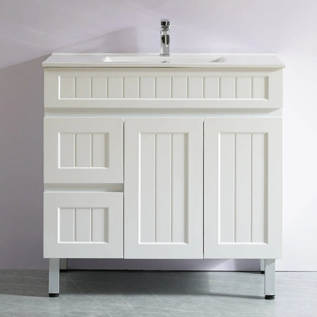 ACACIA SHAKER Matte White PVC Floor Vanity 900 Poseidon