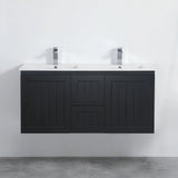 ACACIA SHAKER Matte Black PVC Wall Hung Vanity 1200 (Double Bowl) Poseidon