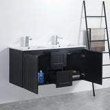 ACACIA SHAKER Matte Black PVC Wall Hung Vanity 1200 (Double Bowl) Poseidon