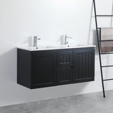 ACACIA SHAKER Matte Black PVC Wall Hung Vanity 1200 (Double Bowl) Poseidon