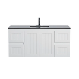 ACACIA SHAKER Matte White PVC Wall Hung Vanity 1200 (Single Bowl) Poseidon