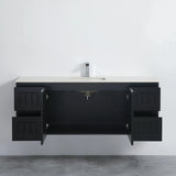 ACACIA SHAKER Matte Black PVC Wall Hung Vanity 1500 (Single/Double Bowl) Poseidon