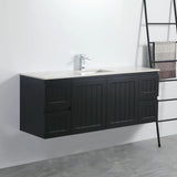 ACACIA SHAKER Matte Black PVC Wall Hung Vanity 1500 (Single/Double Bowl) Poseidon