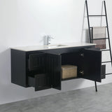 ACACIA SHAKER Matte Black PVC Wall Hung Vanity 1500 (Single/Double Bowl) Poseidon