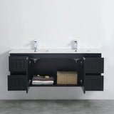ACACIA SHAKER Matte Black PVC Wall Hung Vanity 1500 (Single/Double Bowl) Poseidon