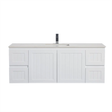 ACACIA SHAKER Matte White PVC Wall Hung Vanity 1500 (Single/Double Bowl) Poseidon