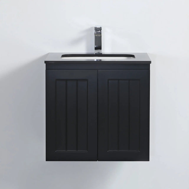 ACACIA SHAKER Matte Black PVC Wall Hung Vanity 600 Poseidon