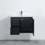 ACACIA SHAKER Matte Black PVC Wall Hung Vanity 750 Poseidon