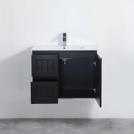 ACACIA SHAKER Matte Black PVC Wall Hung Vanity 750 Poseidon