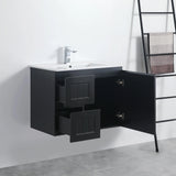 ACACIA SHAKER Matte Black PVC Wall Hung Vanity 750 Poseidon