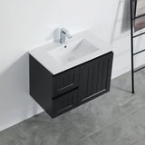 ACACIA SHAKER Matte Black PVC Wall Hung Vanity 750 Poseidon