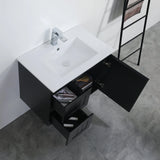 ACACIA SHAKER Matte Black PVC Wall Hung Vanity 750 Poseidon