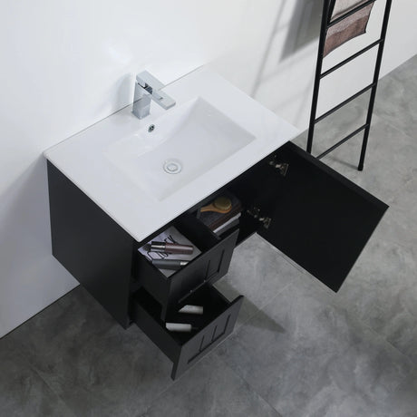 ACACIA SHAKER Matte Black PVC Wall Hung Vanity 750 Poseidon