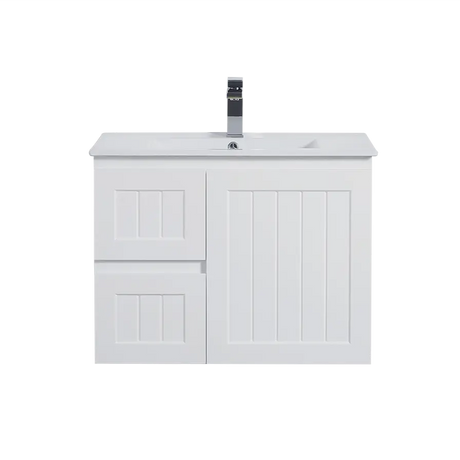 ACACIA SHAKER Matte White PVC Wall Hung Vanity 750 Poseidon