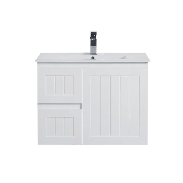 ACACIA SHAKER Matte White PVC Wall Hung Vanity 750 Poseidon