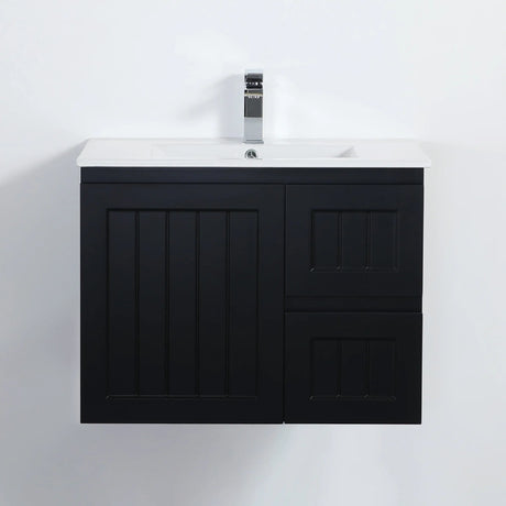 ACACIA SHAKER Matte Black PVC Wall Hung Vanity 750 Poseidon