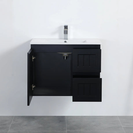 ACACIA SHAKER Matte Black PVC Wall Hung Vanity 750 Poseidon