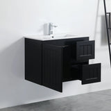 ACACIA SHAKER Matte Black PVC Wall Hung Vanity 750 Poseidon