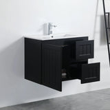 ACACIA SHAKER Matte Black PVC Wall Hung Vanity 750 Poseidon