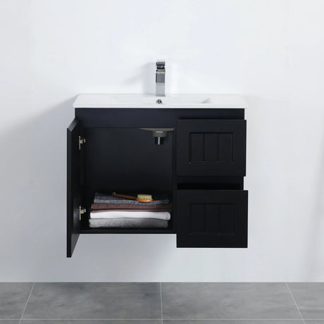 ACACIA SHAKER Matte Black PVC Wall Hung Vanity 750 Poseidon
