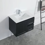 ACACIA SHAKER Matte Black PVC Wall Hung Vanity 750 Poseidon