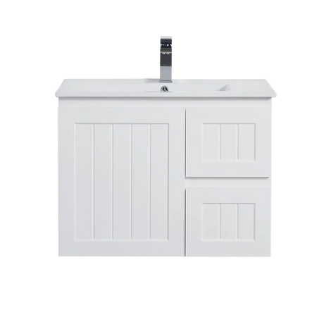 ACACIA SHAKER Matte White PVC Wall Hung Vanity 750 Poseidon