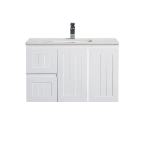 ACACIA SHAKER PVC Wall Hung Vanity 900 (Matte White) Poseidon