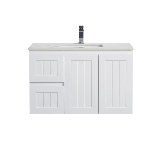 ACACIA SHAKER PVC Wall Hung Vanity 900 (Matte White) Poseidon