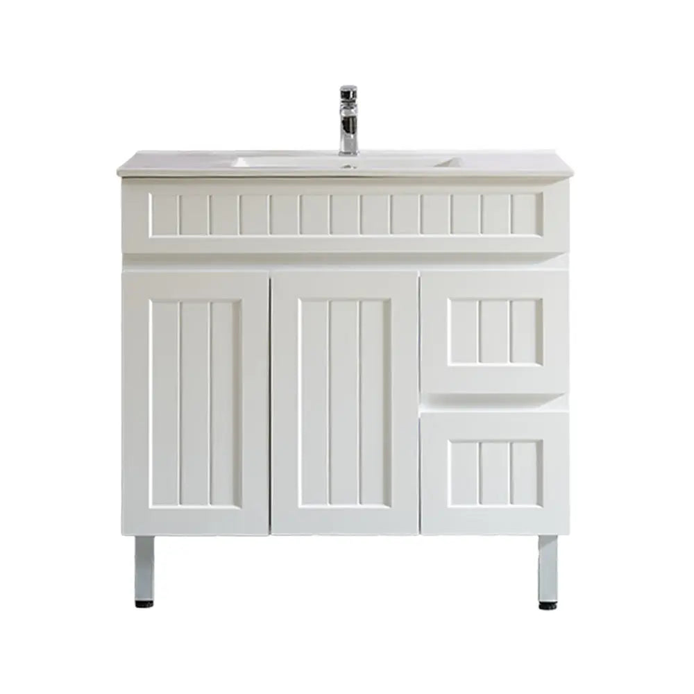 ACACIA SHAKER Matte White PVC Floor Vanity 900 Poseidon