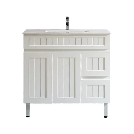 ACACIA SHAKER Matte White PVC Floor Vanity 900 Poseidon
