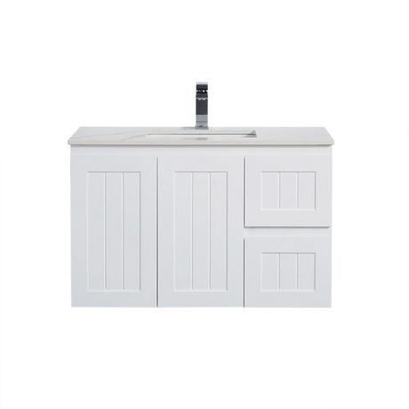 ACACIA SHAKER PVC Wall Hung Vanity 900 (Matte White) Poseidon