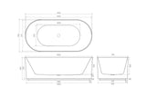Oval Fluted Freestanding Bath 1500X750X580MM Poseidonbk