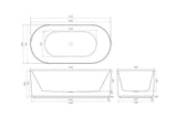 Oval Fluted Freestanding Bath 1700X800X580MM Poseidonbk