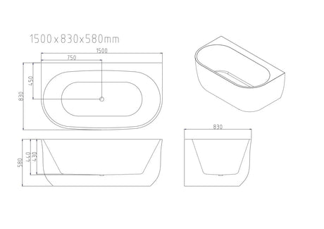 Anna Back-To-Wall Bathtub – Gloss White mercioaustralia