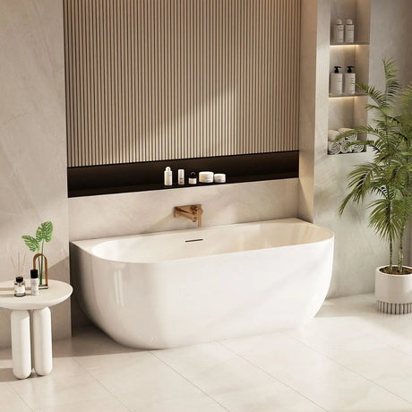 Anna Back-To-Wall Bathtub – Gloss White mercioaustralia